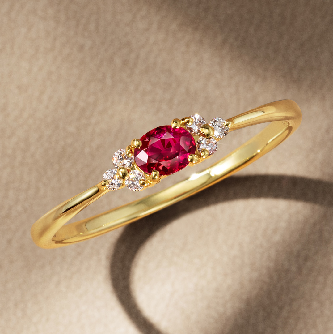 ビズー公式】ルビー ダイヤモンド K18(18金) リング フラヴィ | 希少石 