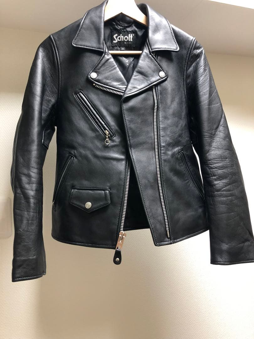 【XS】SCHOTTwoman ライダースジャケットシングルレザー