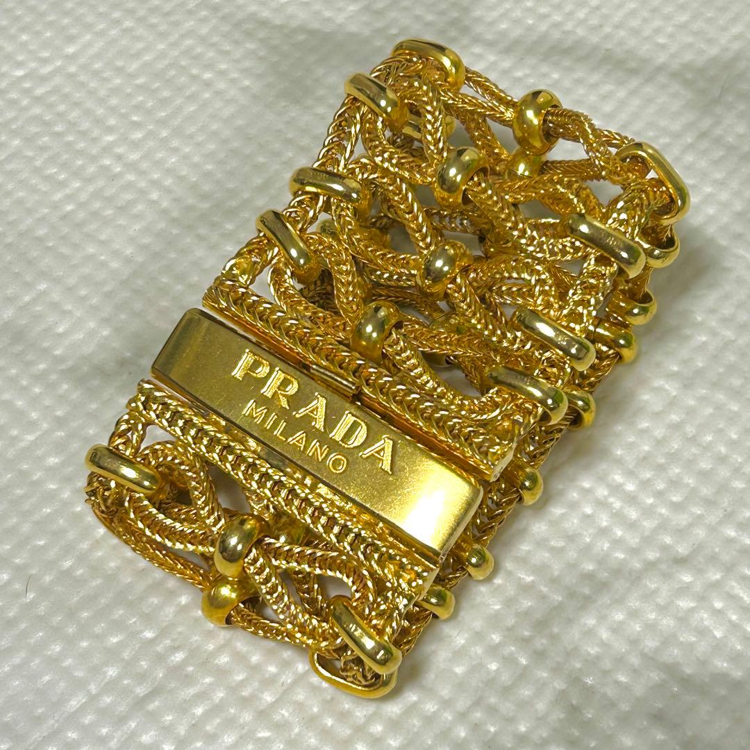 【美品】 PRADA ブレレット バングル ゴールド プラダ