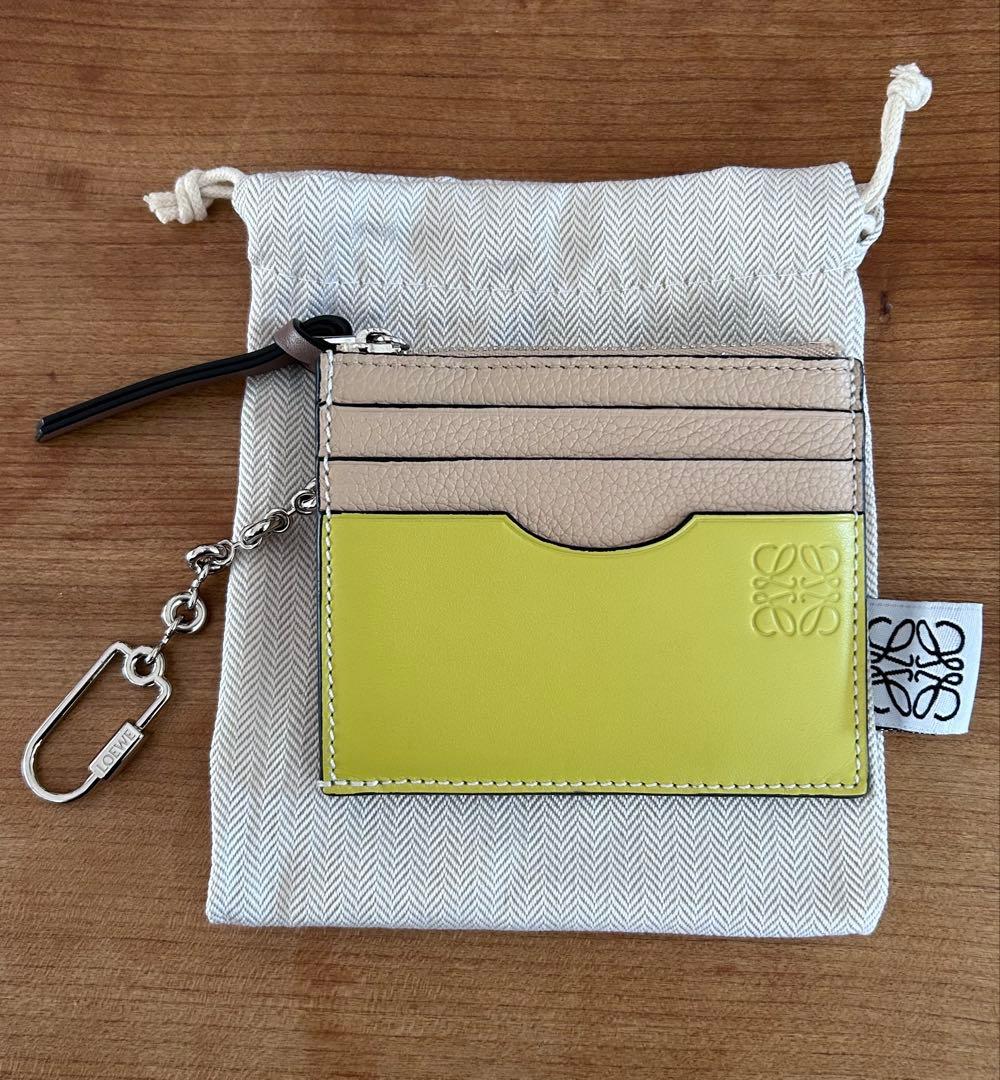 LOEWE レザー カードケース イエロー/ベージュ