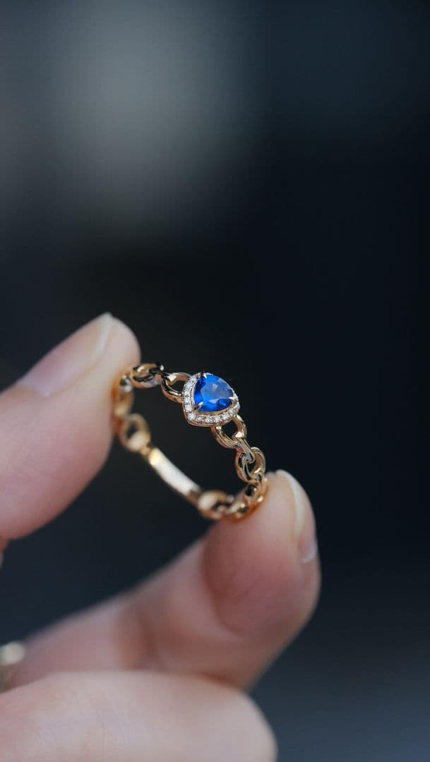 ハートモチーフサファイアリングk180229