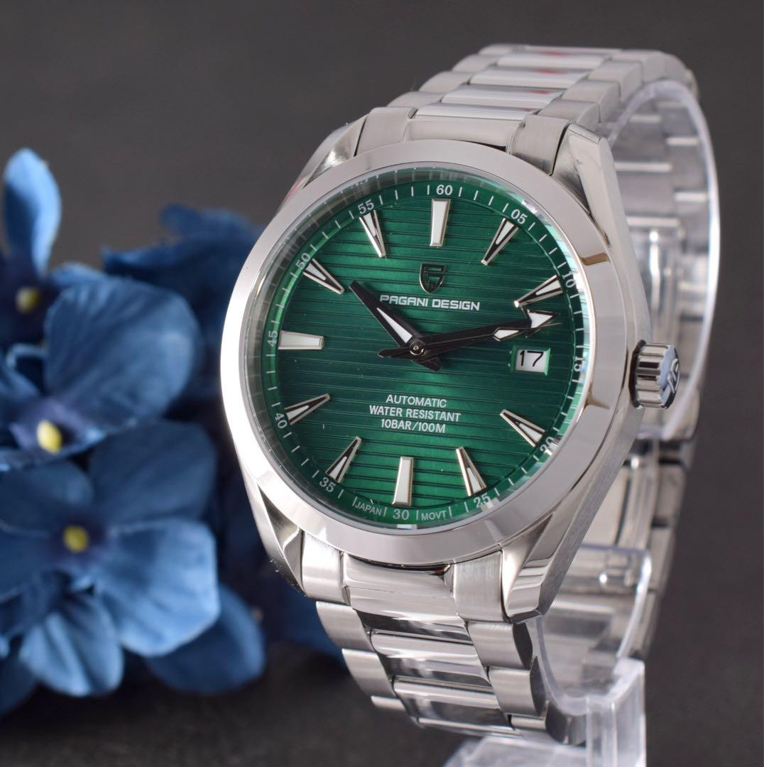 メンズ腕時計 PAGANI 機械式 メカニカルウォッチ オマージュ シンプル 緑