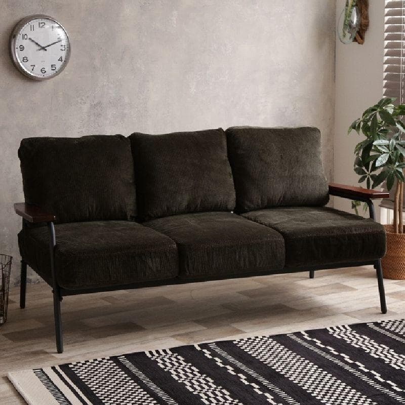 3人掛けコーデュロイソファグリーン【3人掛】幅165cm×高さ80cm