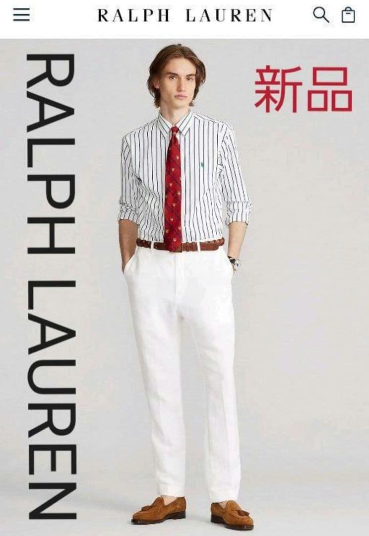 【新品・未使用】RALPH LAUREN ストライプ シャツ 白 × 紺