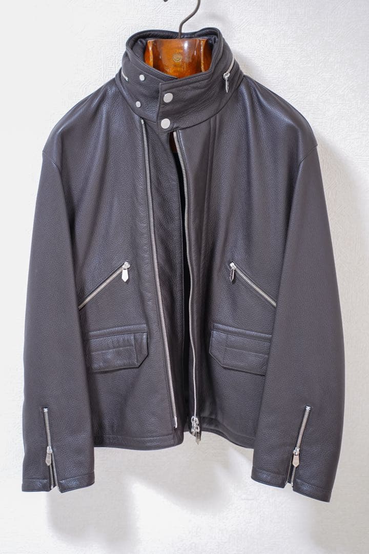 HERMÈS エルメス レザーブルゾン 48 ディアスキン ジャケット ブラウン
