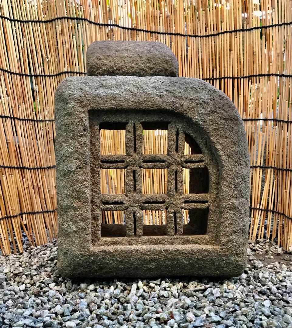 【天然自然石・露地庭灯篭・屋上テラス灯篭・坪庭灯篭】庭石オブジェ置物箱庭茶庭露地