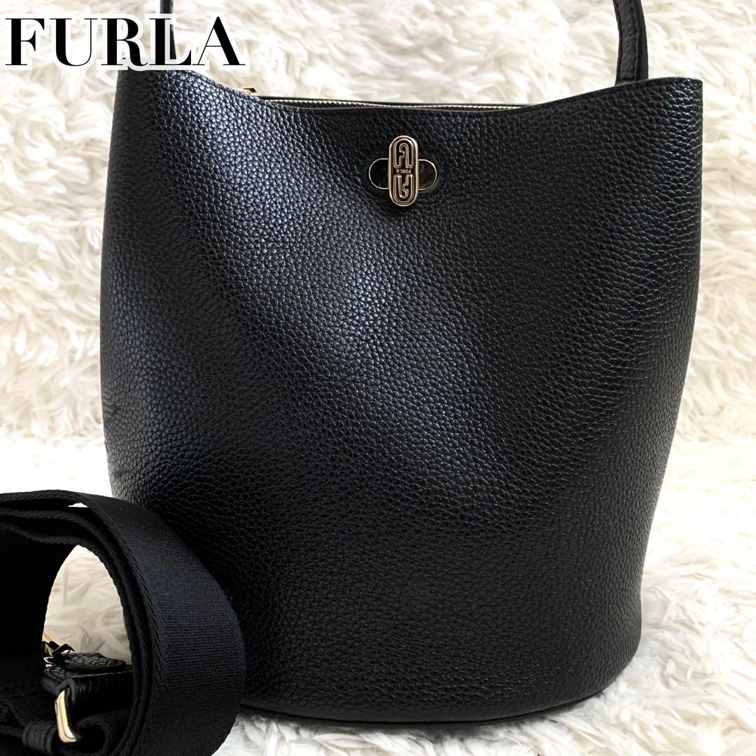 極美品✨フルラ 現行 ショルダーバッグ 2way ダナエ ターンロック ロゴ 黒