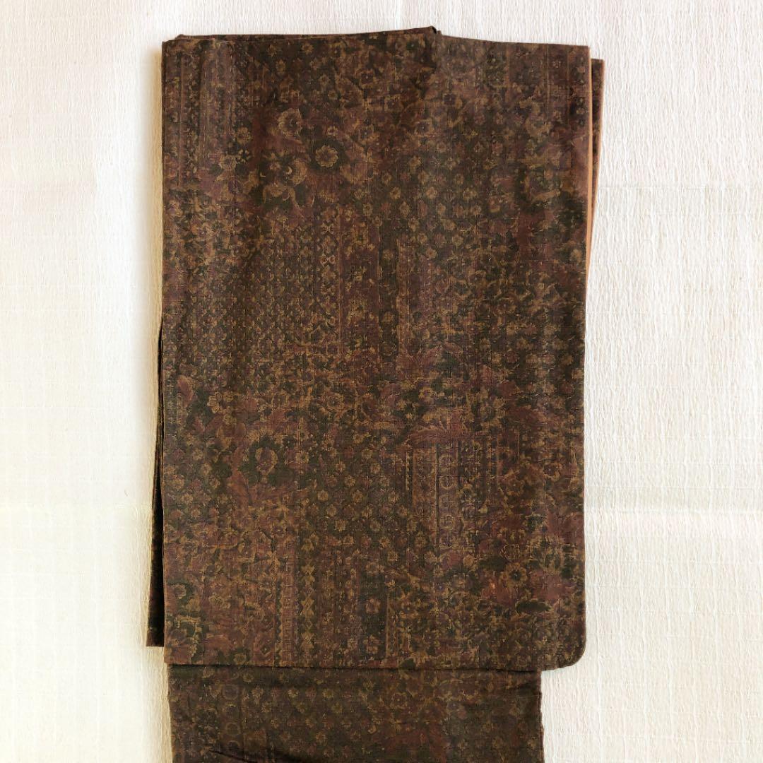 正絹更紗模様紬お着物