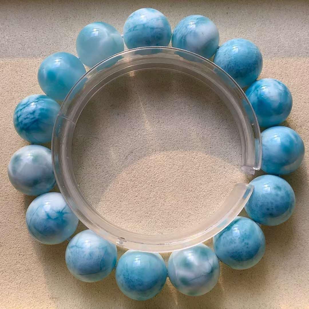 15mm-75.4g 天然無処理ラリマー ブレスレット