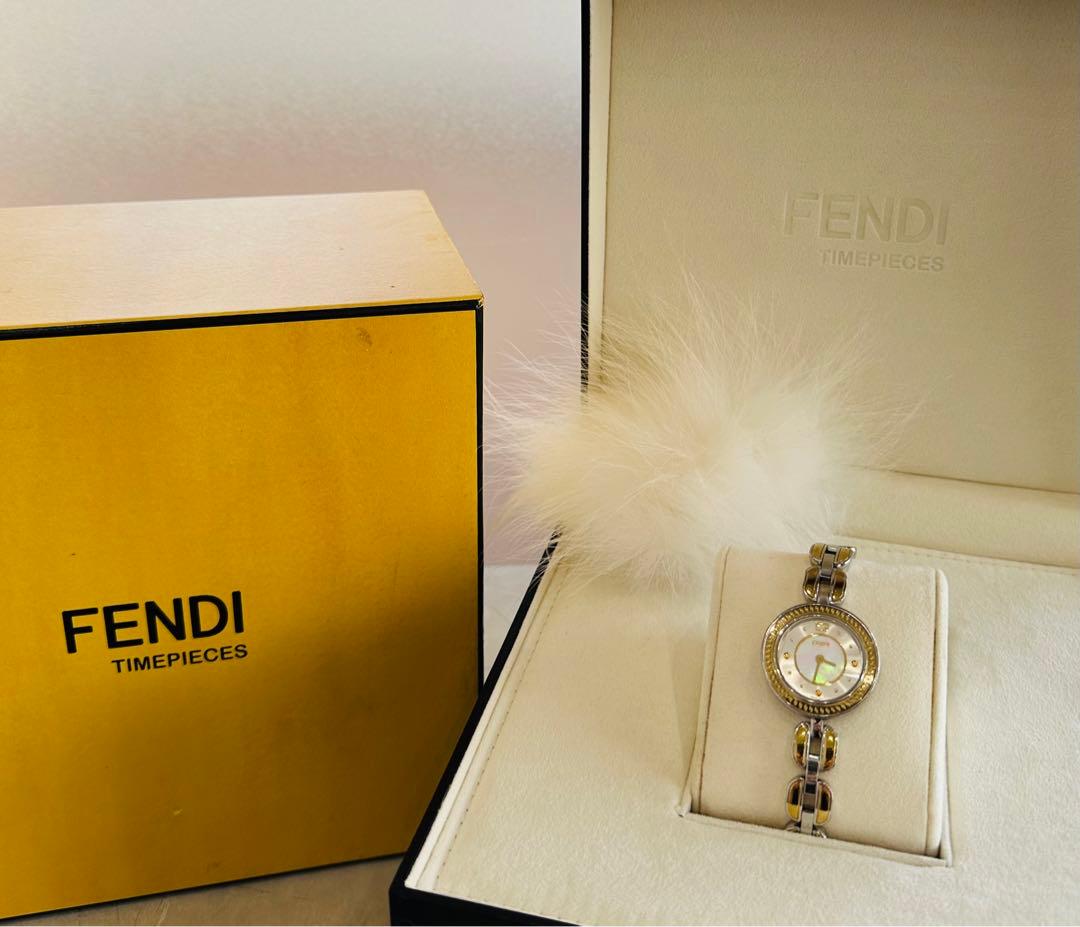 フェンディ レディース 時計 ファー シルバー ゴールド 稼働 保管品