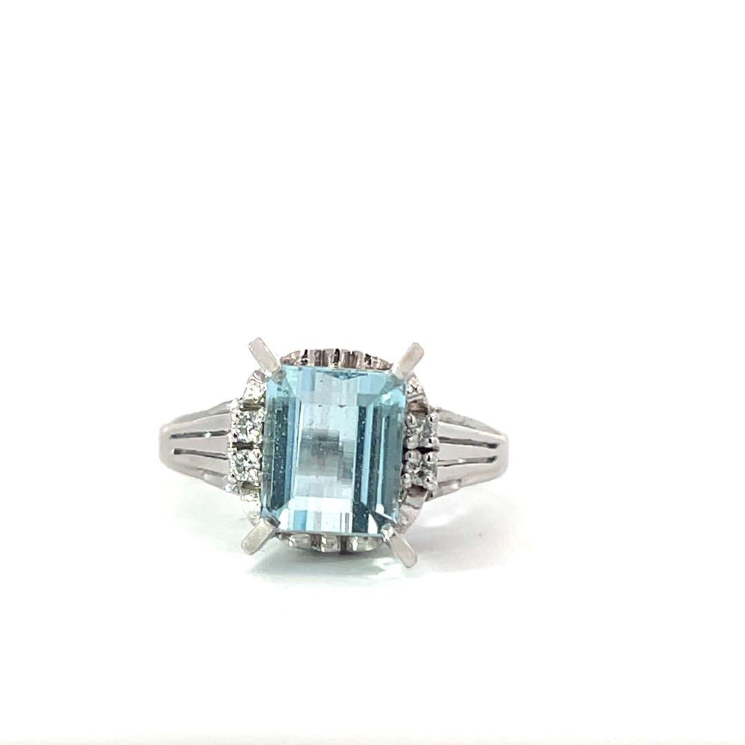 Pt900 アクアマリンリング12号