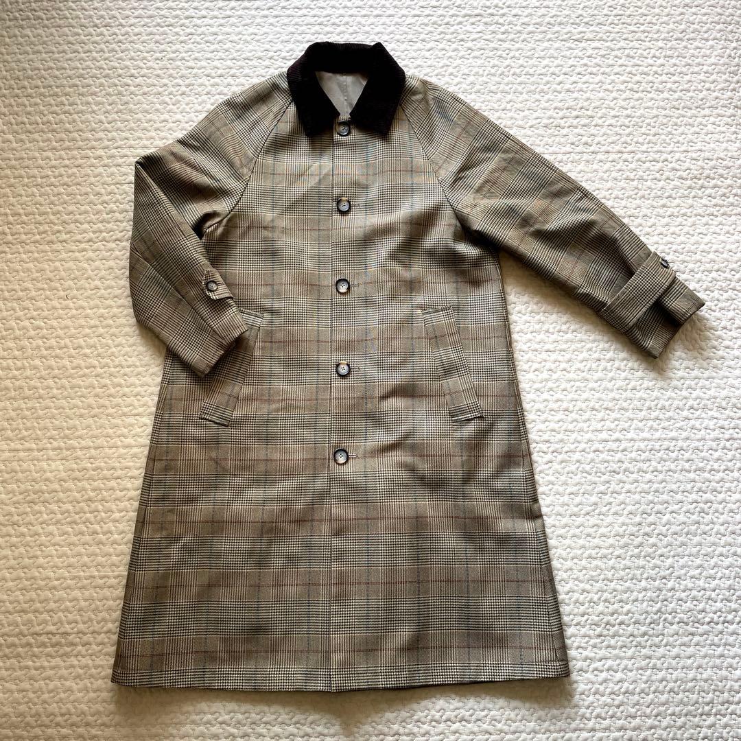 ユナイテッドアローズリバーシブルステンカラーコートチェック茶色