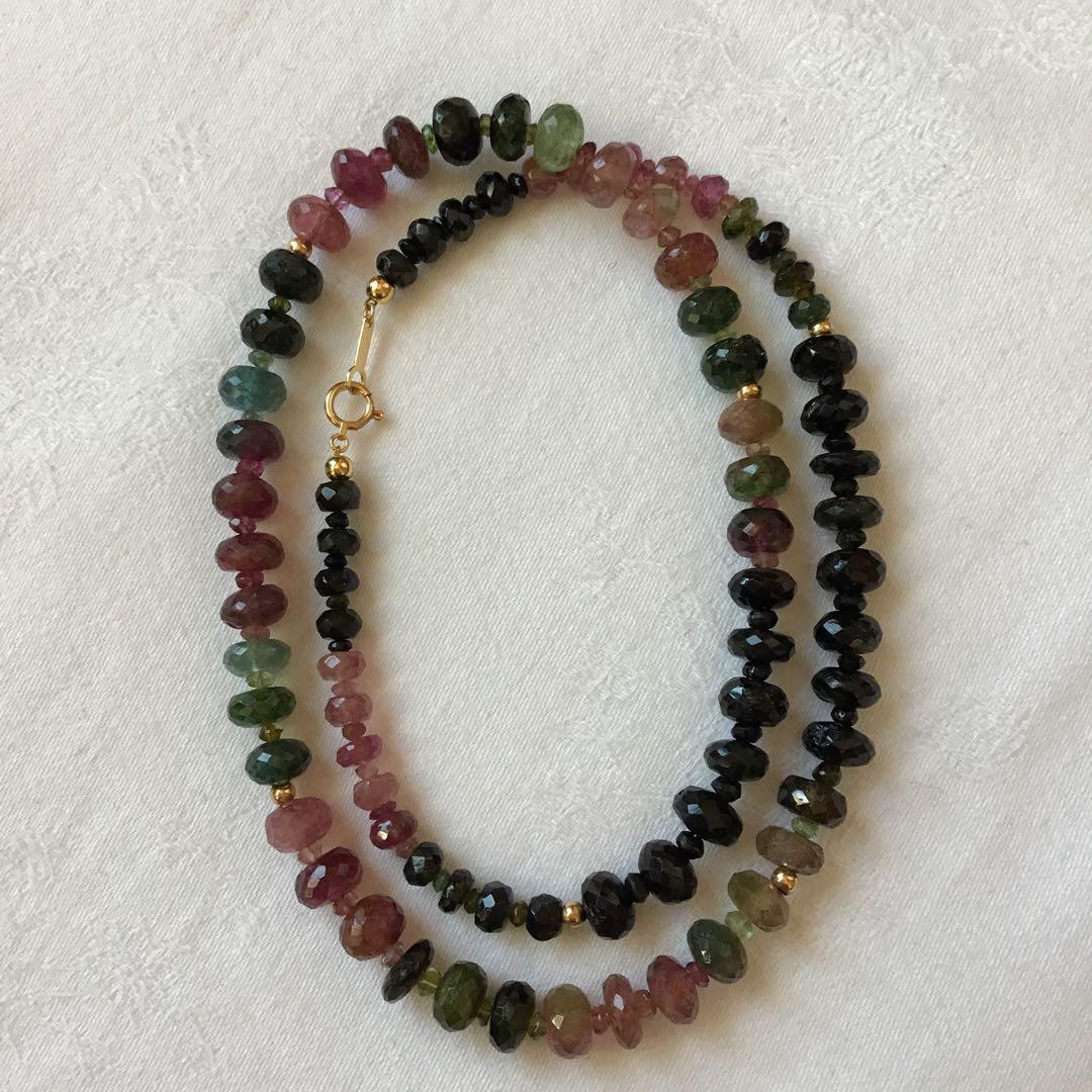 k18天然トルマリンネックレス大粒天然石 希少 ケ30