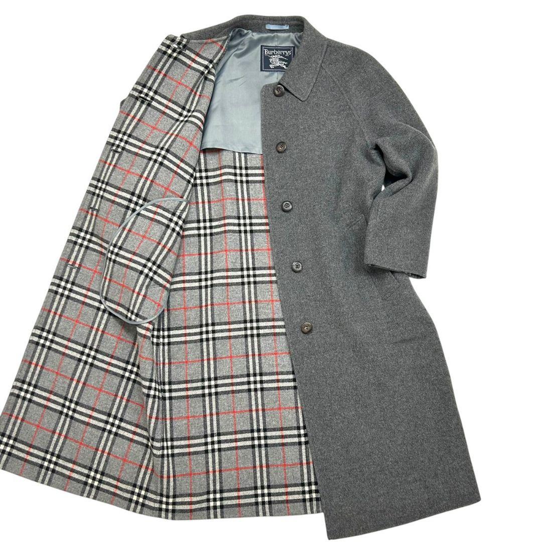 【 美品 】 バーバリーロングコートカシミアノバチェックダブルフェイス