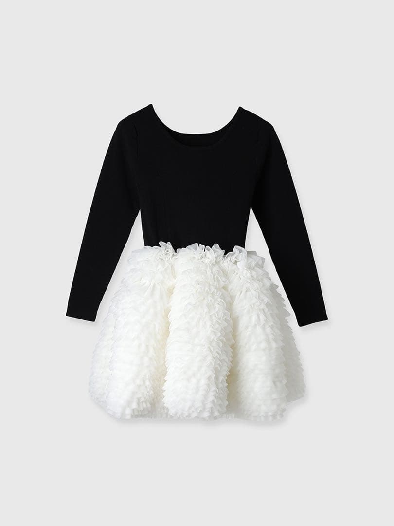 【eimy istoire】ボリュームチュールフリルニットワンピース